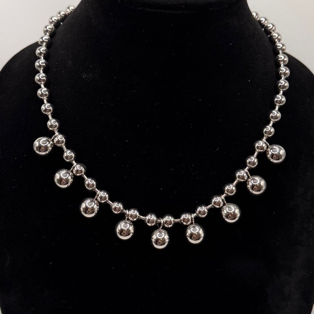 Stainless Steel Milor China Silver Necklace with Silver Bobble Beads